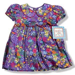 COTTON KIDS Toddler Girls Dress | Purple Empire Floral Peter Pan Collar | 18-24m